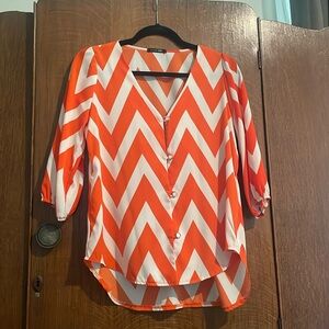 Orange and white chevron blouse